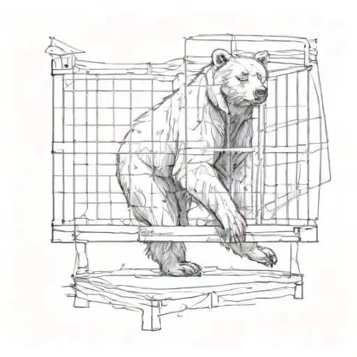 A Bear Walking Out Of A Cage tattoo design idea