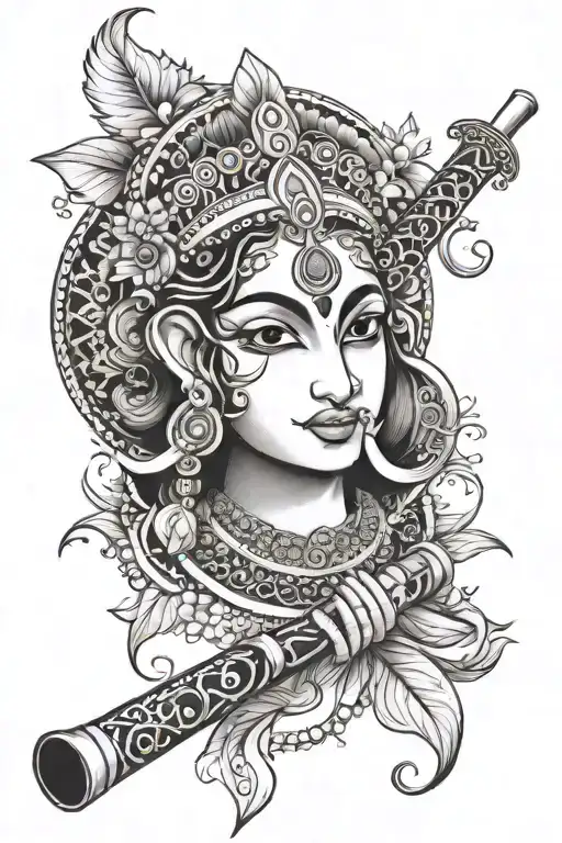 Krishna flute with Sanskrit words.  tattoo design idea