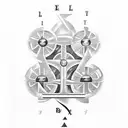 créer un tatouage de forme ronde avec les lettres N.S.V.T.E.W  la date 1987-  groupe sanguin B+ , puis une phrase autour tattoo design idea