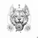 créer un tatouage de forme ronde avec les lettres N.S.V.T.E.W  la date 1987-  groupe sanguin B+ , puis une phrase autour tattoo design idea