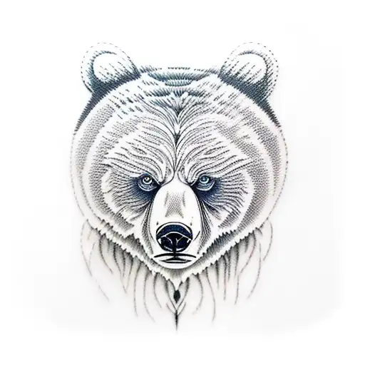 Furious bear with lightining eyes tattoo design idea