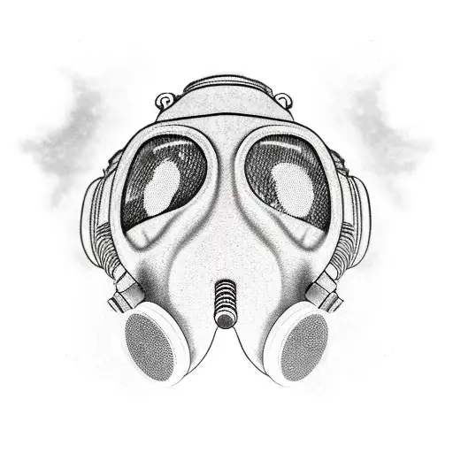 cherry blossom gas mask tattoo design idea