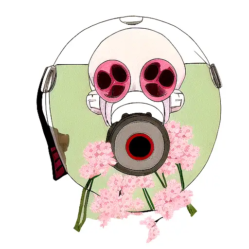 cherry blossom gas mask tattoo design idea