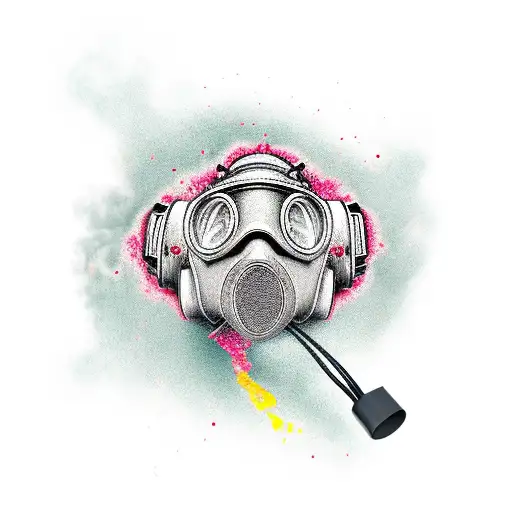 cherry blossom gas mask tattoo design idea