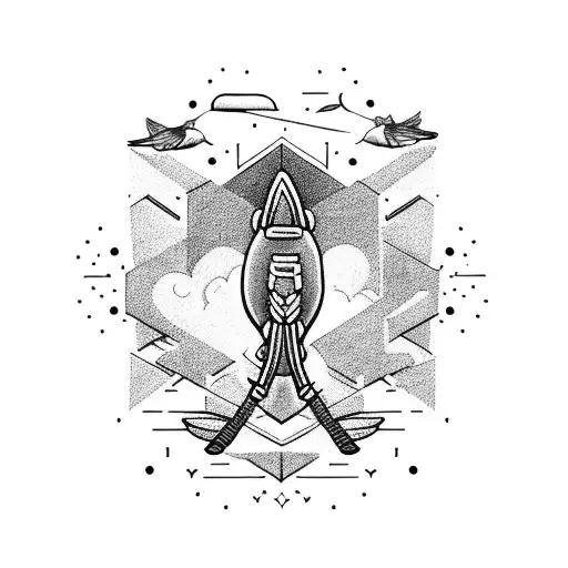 A black and grey tattoo of a soldier shooting a gun with a majestic bird flying overhead tattoo design idea