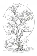 astro constellation intertwined tree branches tattoo design idea
