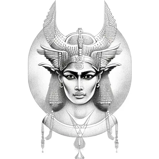 goddess isis with scales tattoo design idea