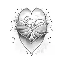 wave inside heart and small birds flying outside heart tattoo design idea
