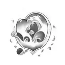 wave inside heart and small birds flying outside heart tattoo design idea