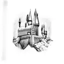 Hogwarts harry potter castle magic blossom  tattoo design idea