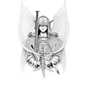 angelic crusader with swords tattoo design idea