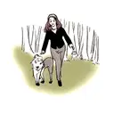 Woman holding baby walking in a forest with wolfs howling tattoo design idea