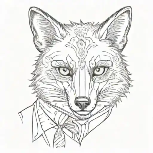 Fantastic Mr Fox wearing Mask and half the face is a fox skull tattoo design idea