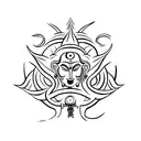 Kali Mata with siva and Vishnu combination  tattoo design idea