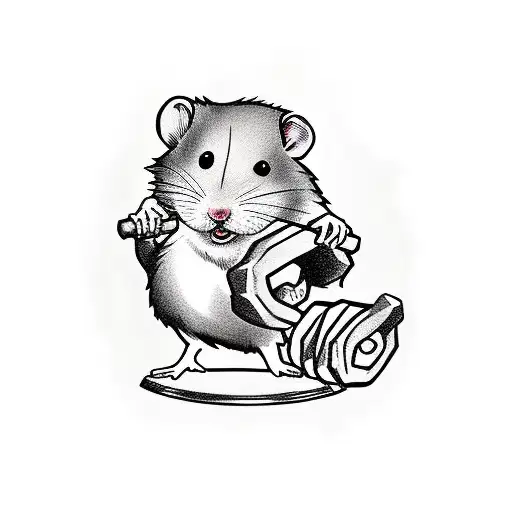 hamster lifting weights  tattoo design idea