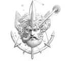 neptune with sharp trident tattoo design idea
