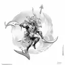 neptune with sharp trident tattoo design idea