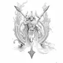 neptune with sharp trident tattoo design idea