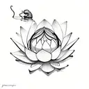 Self reflection through a mirror reflecting a lotus flower and a snail tattoo design idea