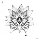 Self reflection through a mirror reflecting a lotus flower and a snail tattoo design idea