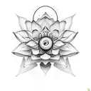 Self reflection through a mirror reflecting a lotus flower and a snail tattoo design idea