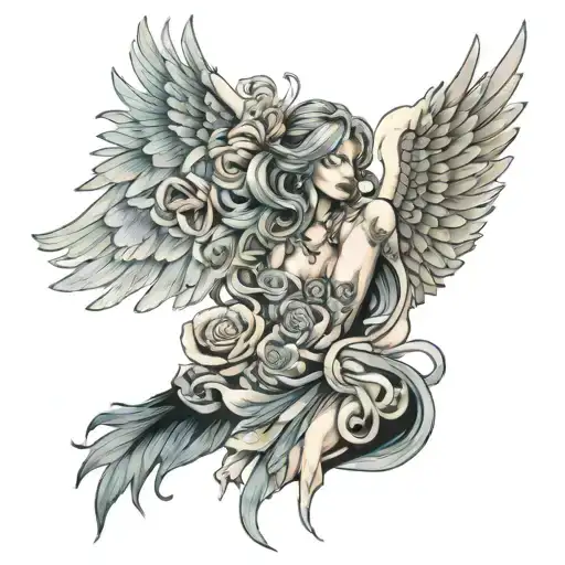 Erika Haag  07~12~2023 12~06~2023 with realistic angel wings tattoo design idea