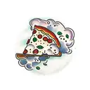Pizza with a piece of basil tattoo design idea