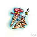 Pizza with a piece of basil tattoo design idea