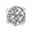 Pizza with a piece of basil tattoo design idea