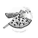 Pizza with a piece of basil tattoo design idea