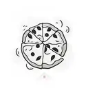 Pizza with a piece of basil tattoo design idea