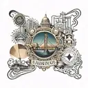 San Francisco landmarks and Las Vegas casino items tattoo design idea