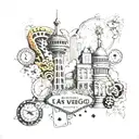 San Francisco landmarks and Las Vegas casino items tattoo design idea