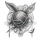 An abstract tattoo symbolizing the connection between family, music, and volleyball tattoo design idea