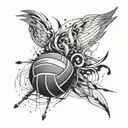 An abstract tattoo symbolizing the connection between family, music, and volleyball tattoo design idea