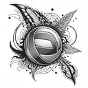 An abstract tattoo symbolizing the connection between family, music, and volleyball tattoo design idea