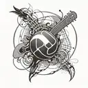 An abstract tattoo symbolizing the connection between family, music, and volleyball tattoo design idea