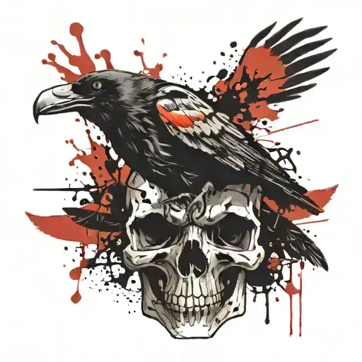 Crow skull tattoo design idea