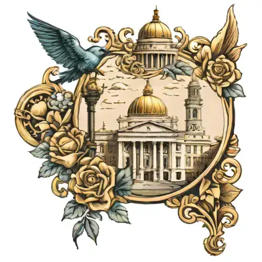 Odessa, opera house, seaport, Duke monument tattoo design idea