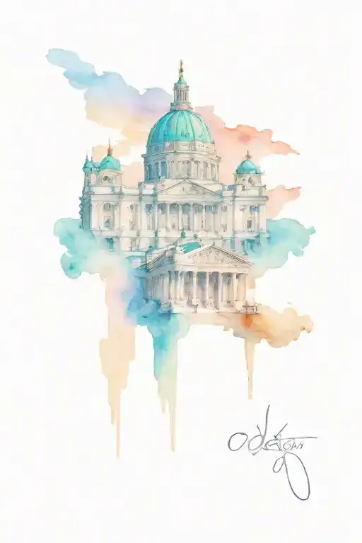 Odessa, opera house, seaport, Duke monument tattoo design idea