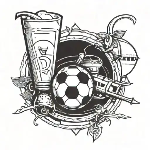 A minimalist blackwork tattoo representing the client's love for milk and football tattoo design idea