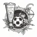 A minimalist blackwork tattoo representing the client's love for milk and football tattoo design idea