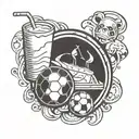 A minimalist blackwork tattoo representing the client's love for milk and football tattoo design idea