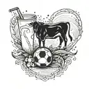 A minimalist blackwork tattoo representing the client's love for milk and football tattoo design idea