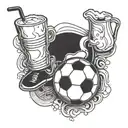 A minimalist blackwork tattoo representing the client's love for milk and football tattoo design idea