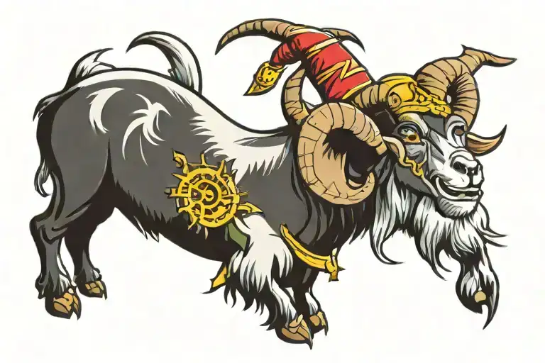 goat in wizard hat tattoo design idea