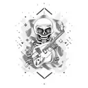 skeleton playing electric guitar tattoo design idea