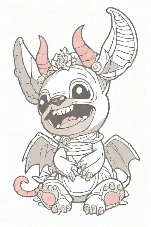 stitch angel devil horns tattoo design idea