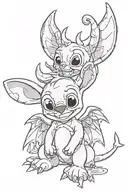 stitch angel devil horns tattoo design idea