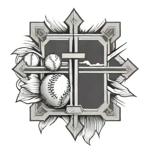 cross and baseball diamond tattoo design idea